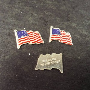 Three Flags of Patriotism  USA  Each Flag is 1 Gram of Fine Silver