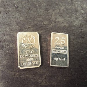 Lot of (2) Unique FIne Silver Bars  one is 110 oz, the other is 2.5 grams