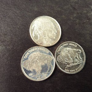 Lot of (3) 110 Troy Oz. Silver Round .999 Fine  Chief and Buffalo