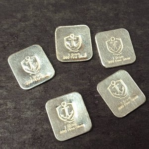 Wow Lot of (5) .999 Fine Silver Tabs 1 gram each.  Anchors away