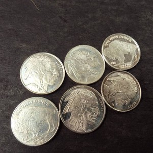 Lot of (6) 110 Troy Oz. Silver Round .999 Fine  Chief and Buffalo