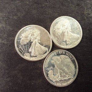 Lot of (3) 110 Troy Oz. Silver Round .999 Fine  Lady Liberty Golden State Mint