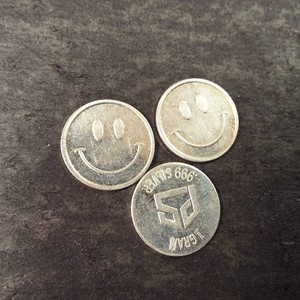 Lot of (3) .999 Fine Silver Rounds 1 gram each  SMILE SMILEY