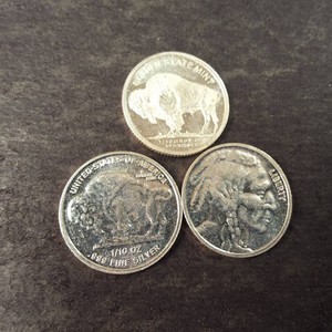 Lot of (3) 110 Troy Oz. Silver Round .999 Fine  Chief and Buffalo