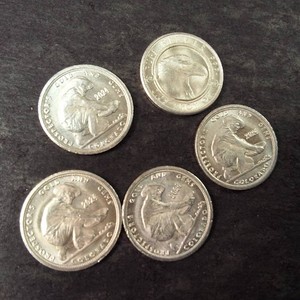 Large Lot of (5) .05 Troy Oz Prospector Motif Fine Silver Rounds