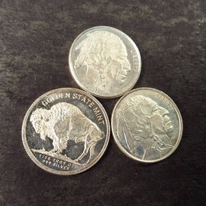 Lot of (3) 110 Troy Oz. Silver Round .999 Fine Beautiful Chief and Buffalo