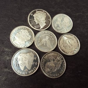 Tooth Fairy Mixed Lot Lot of (7) 110 Troy Oz. Silver Round .999 Fine