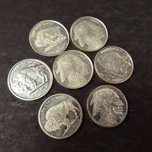 Lot of (7) 110 Troy Oz. Silver Round .999 Fine Beautiful Chief and Buffalo