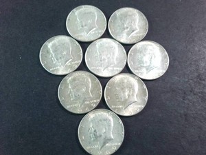 Bulk Lot of (8) Vintage 1969 40% Silver Kennedy Half Dollars