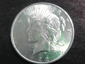Nice 1922 US Peace Silver Dollar - Beautiful and Bright 90% Silver Coin - Great Details