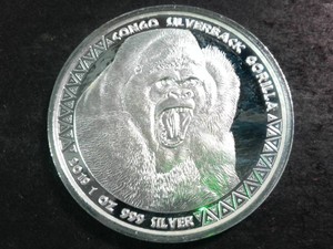 2019 Republic of Congo 1 oz Silverback Gorilla  0.999 fine silver bullion