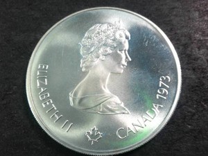 RARE Vintage 1973 Canadian Montreal Olympics silver $5 coin  92.5% silver