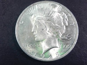 1923 US Peace Silver Dollar -  Vintage 90% Silver Coin - Clean, Nice Detail
