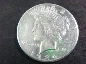 1926 USA Peace Silver Dollar -  Vintage 90% Silver Coin - Crisp Detail