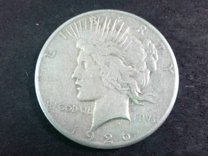 100 years Old 1926 USA Peace Silver Dollar -  Vintage 90% Silver Coin - Circulated