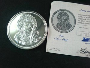 Certified Assay The Silver Chief, 5 oz. .999 Fine Silver - Running Antelope