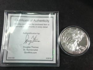 2016 (BU) American Silver Eagle One Dollar .999 Fine Silver Beautiful Coin