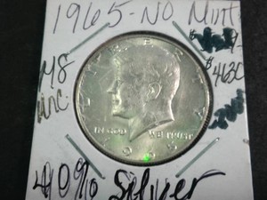 1965 Kennedy Half (UNC) dollar in protective sleeve (40% Silver) Constitutional Currency