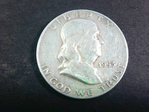 1953-D Franklin Half Dollar in good condition for its age - 90% Silver