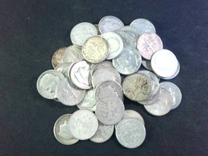 MegaLot (One full roll of 50  Roosevelt dimes) minted from 1946 - 1964 90% silver and 10% copper