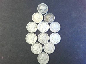 Nice lot of (12) Mercury Dimes  minted from 1916 to 1945