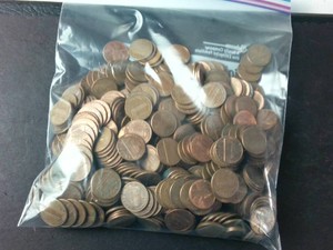 MegaLot  (500 total) 3.5 lbs. Copper Lincoln Pennies   95% pure copper 