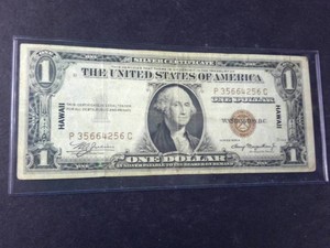 Historic WWII 1935A $1 Hawaii Emergency Silver Certificate in nice condition