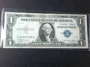 Vintage Series 1935 $1 Silver Certificate  Classic Blue Seal In God We Trust Transition Era