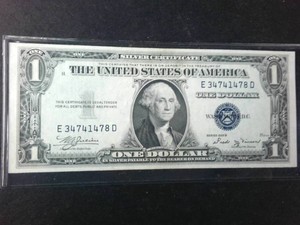 Crisp Vintage Series 1935B $1 Silver Certificate  Classic Blue Seal In God We Trust Transition Era