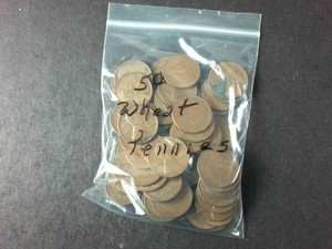 One full roll of wheat pennies