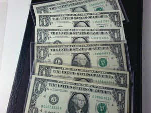 Lot of (6) $1 FRN Fancy Notes  High and low numbers, 5 of a kind, etc.