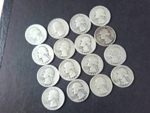 Lot of (16) Four Dollars Face Pre-65 Washington Quarters 90%