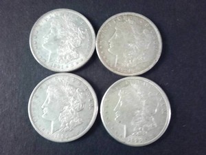 Large Lot (4 total) of Vintage 1921 Morgan Silver Dollars - l 90% Silver