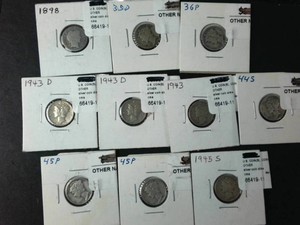 Lot of (10) Vintage Dimes  9 gals with a 1898 Barber  All are 90% silver
