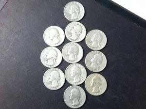 Lot of (11)  Pre-65 Washington Quarters 90%