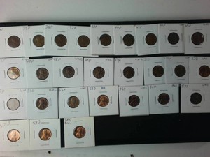 Auspicious Lot of (27) Mixed Linear Series Lincoln Wheat Pennies - 1934-58 (Many UNC) All in Coin Flips