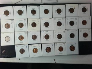 Lot of (26) 1934-1958 Coin Flipped Wheat Pennies Many Red Cents  Multiple Mints