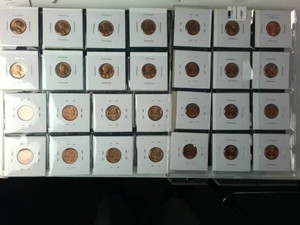 Lot of (28) 1954-55 Sleeved and Coin Flipped Wheat Pennies in Prem Condition