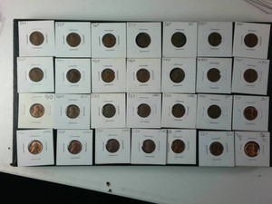 Lot of (28) Mixed Years  1934-58 Coin Flipped Wheat Pennies in Good to BU