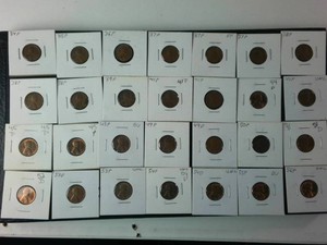 Another Lot of (28) Mixed Years  1934-58 Coin Flipped Lincoln Wheat Pennies