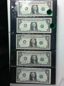 Lot of (5) $1 FRN FANCY NOTES  Incl. 5x4 and 3x0s, Plus a low number Star note