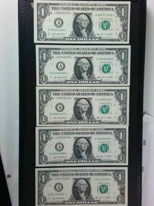 Lot of (5) Fancy Star Notes  Low numbers, great little collection of Crisp and Clean notes