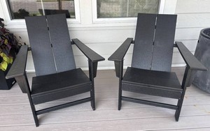 FY - Pair of Black Polywood Patio Adirondack Style Chairs