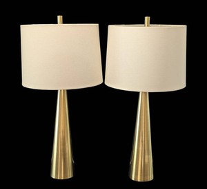 LL - Table Lamps - Pair of Modern Gold Finish Accent Lamps