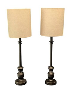 LL - Table Lamps - Pair of Bronze Lamps