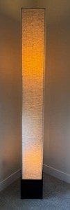 Floor Lamp - Tall Rectangular Woven Shade Dark Wood Base