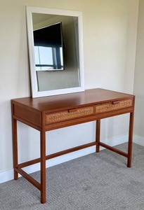 Vanity Desk With Freestanding Mirror - Mid-Century Modern Style