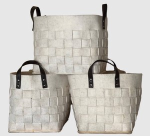 Storage Baskets - Textured Square-Panel Set (Lot of 3)