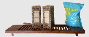 G - Bathtub Shelf & Bath Care Mixed Lot - Teak, Soap & Epsom Salt