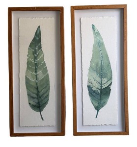 Framed Botanical Prints - Threshold Leaf Art (Lot of 2)